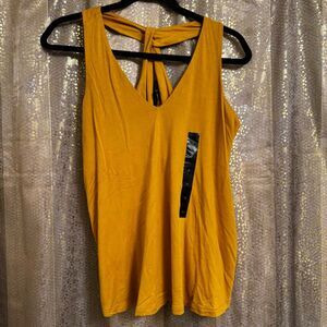 Banana Republic Golden Mustard Yellow V Neck Stretchy Twist Back Tank M NWT